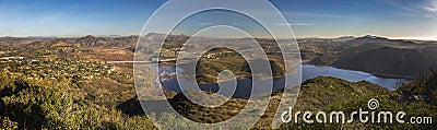 Wide Panoramic Landscape Lake Hodges Bernardo Mountain San Diego County Stock Photo