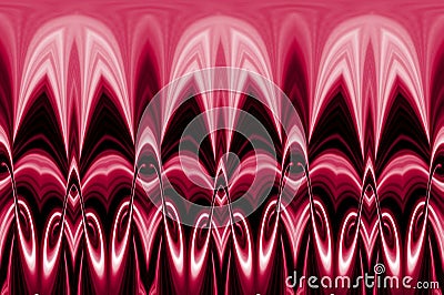 wide red and pink metallic glowing art-deco designs on a black background Stock Photo