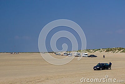 Wide sandy beach of danish North sea coast Stock Photo