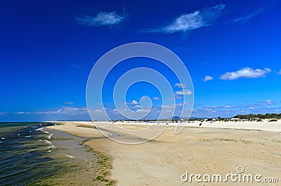 Wide sandy beaches on Tavira Island, Portugal Stock Photo