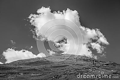 A Wide Scenic View to the Ropeway Station with Clouds on Background Stock Photo