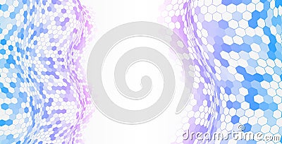 Wide Sci fi template with polygons. Abstract hexagons science on the grey background. Hi-tech digital technology and engineering Vector Illustration