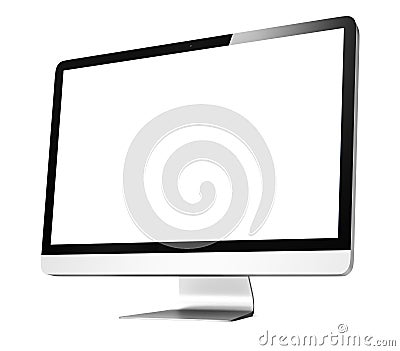 Wide Screen Computer Monitor on White Background Stock Photo