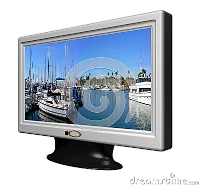 Wide Screen LCD TV Stock Photo