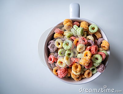 Wide shot of a Colored Breakfast Cereal Bowl Stock Photo