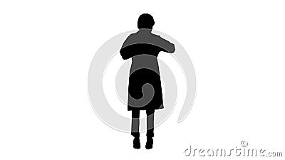 Young pretty doctor black woman fixing her badge, Alpha Channel Stock Photo