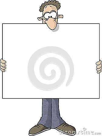 Wide sign man Cartoon Illustration