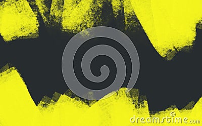 Wide stripes of yellow paint roller over dark gray background. Stock Photo