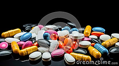 Wide variety of tablets, pills and capsules Stock Photo