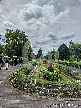 Wide view from Borobudur Temple. Editorial Stock Photo