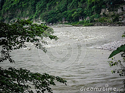Wide view of Ganga river in Haridwar India, Ganga river, Big Ganga river Stock Photo