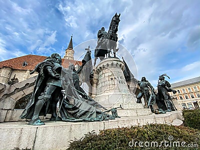 King Mathias Corvin Statue in Cluj Napoca Stock Photo