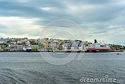 Wide view of Kristiansund in Norway from the ocean Editorial Stock Photo
