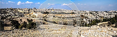 Mount Of Olives View of Jerusalem, Israel - Panorama view Stock Photo