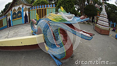 Wide view of reproduction of a Chinese dragon in the recreational park Jipiro Editorial Stock Photo