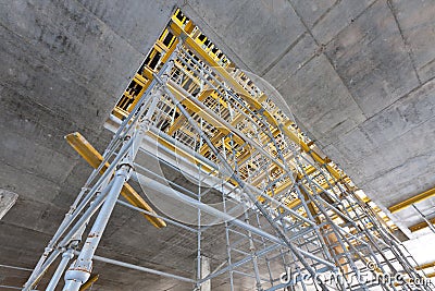 Wide view scaffolding inside the building Stock Photo