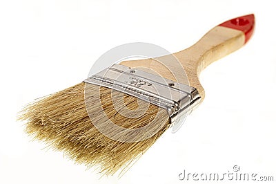 Wide white crested brush, in a horizontal position on a white background Stock Photo