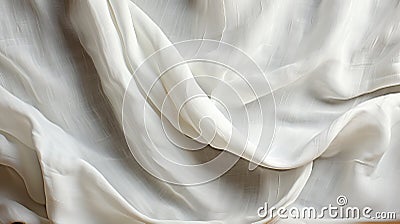 Ethereal Abstract: White Linen Texture With Flowing Draperies Stock Photo