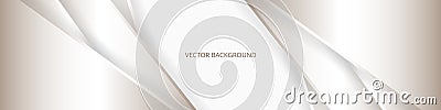 Wide white luxury abstract background with golden lines and shadows. Futuristic light wide banner. Vector Illustration