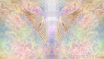 Ethereal Golden Angel Wings Banner Stock Photo