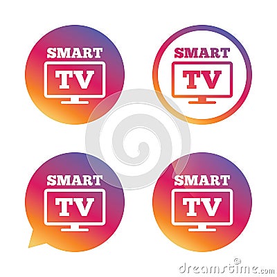 Widescreen Smart TV sign icon. Television set. Vector Illustration