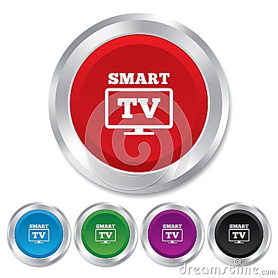 Widescreen Smart TV sign icon. Television set. Vector Illustration