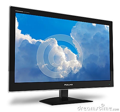 Widescreen TFT display with blue sky Stock Photo