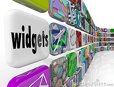 Widgets Applications Apps Software Programs Tile Icons Stock Photo