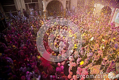 Holi celebration at Vrindavan Editorial Stock Photo