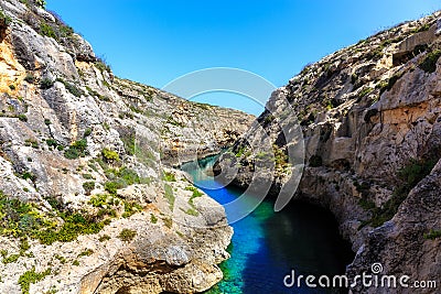 The Wied il-Ghasri Canyon on Gozo Stock Photo