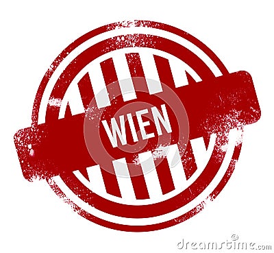 Wien - Red grunge button, stamp Stock Photo