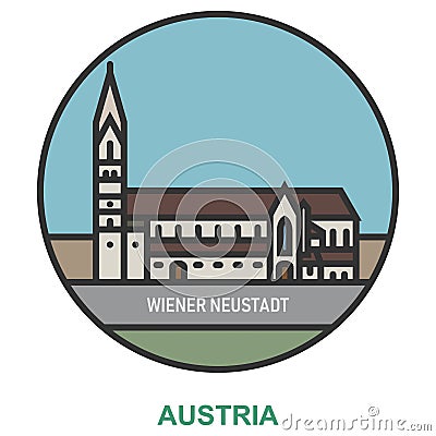 Wiener Neustadt. Cities and towns in Austria Vector Illustration