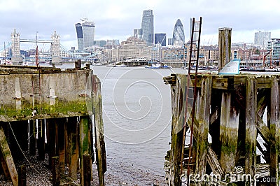 Wiev on London City from a dock Stock Photo
