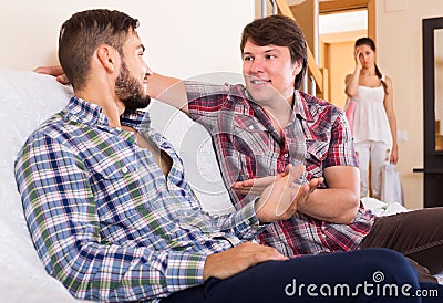 Wife suspecting her partner having affair Stock Photo