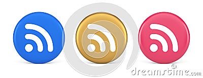 Wifi available access button wireless internet connection signal 3d realistic circle icon Vector Illustration