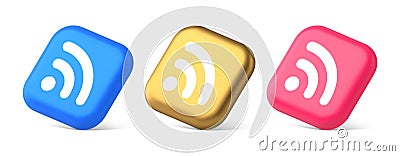 Wifi available access button wireless internet connection signal 3d realistic isometric icon Stock Photo