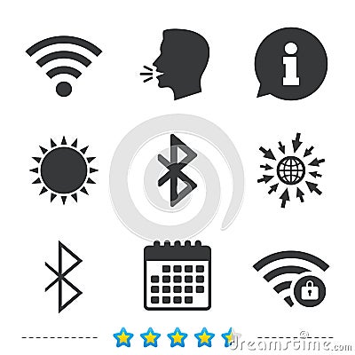 Wifi and Bluetooth icon. Wireless mobile network. Vector Illustration