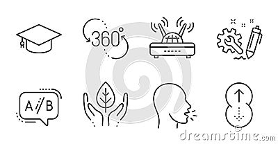 Wifi, Cough and Swipe up icons set. Engineering, Ab testing and Graduation cap signs. Vector Vector Illustration