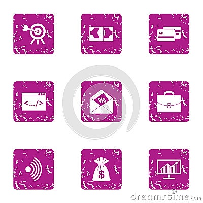 Wifi deal icons set, grunge style Vector Illustration