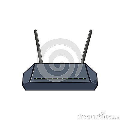 wifi dsl modem cartoon vector illustration Vector Illustration