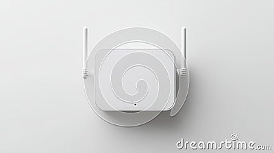 WiFi Extender Modern Design with External Antennas on a Minimalist Background for Enhanced Wireless Network Coverage Stock Photo