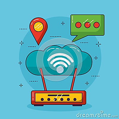 wifi free connection Cartoon Illustration