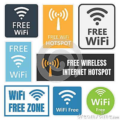 Wifi free icons and signs, wireless signal Vector Illustration