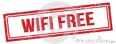 WIFI FREE text on red grungy vintage stamp Stock Photo