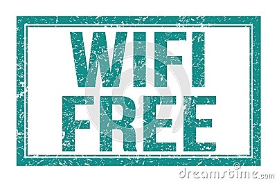 WIFI FREE, words on blue rectangle stamp sign Editorial Stock Photo