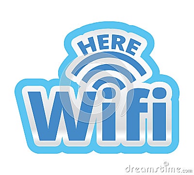 WiFi Here Logo Symbol Sticker Illustration Vector Illustration