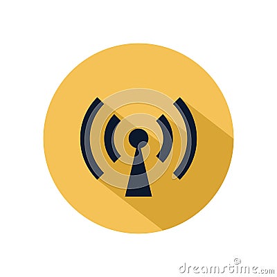 Wifi hotspot icon vector isolated on yellow circle. Connecting hotspot icon for web and mobile phone Vector Illustration