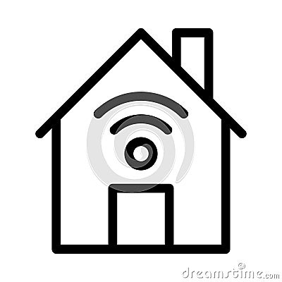 WIFI house vector thin line icon Stock Photo