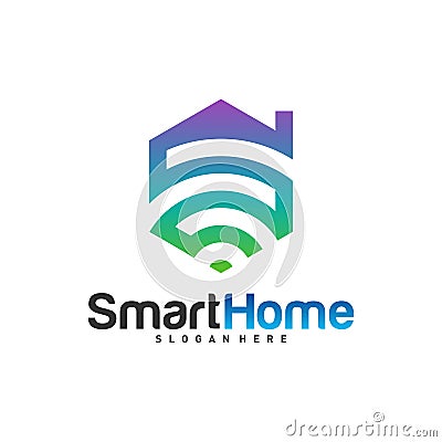 Wifi House Vector Logo. Smart Home Tech Logo Vector. House Net Logo Concept Vector Vector Illustration