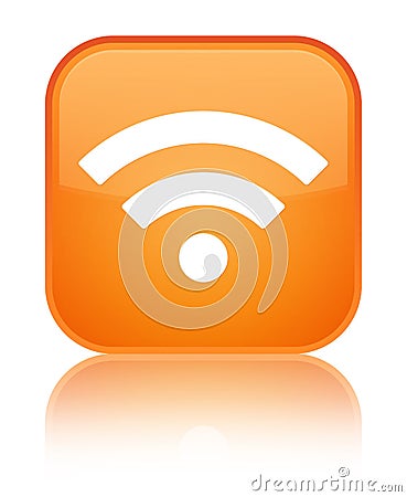 Wifi icon special orange square button Cartoon Illustration